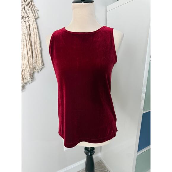 Vtg Y2K Chico's Red Velvet Sleeveless Blouse Shirt Tank Top 0/Small Holiday Xmas - Picture 1 of 5